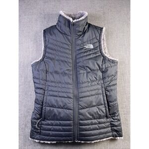 The North Face Vest Womens Small Black Mossbud Reversible Fleece Hiking Puffer